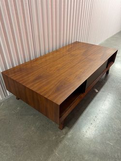 Mid-Century Modern Walnut Coffee Table with Storage