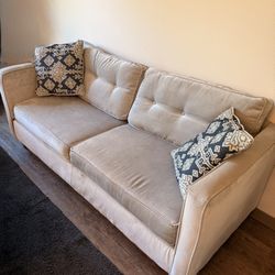Soft, Comfy Gray Sofa With Throw Pillows