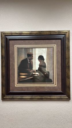 Framed Art Print of Couple at Table