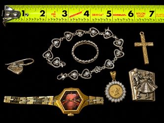 Vintage Estate Jewelry Lot – Seiko 1970s Watch, 925 Sterling Silver, Western Bolo