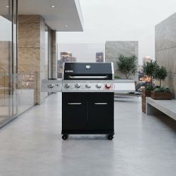 Royal Gourmet Deluxe 5-Burner Gas Grill with Side Burner & Rotisserie Kit, 64,000 BTU, Black (GA5404H)