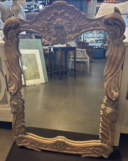 Vintage Carved Wood Mirror - 28X2X40H