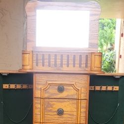 Vintage 5 Drawer / 3 Cabinet Tall Standing Jewelry Box Armoire Chrst 40x16x10 3/4