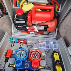 PB Motortech Gauges And Vacuum Pump Set Are 410A, R22, R134A, Are 404A