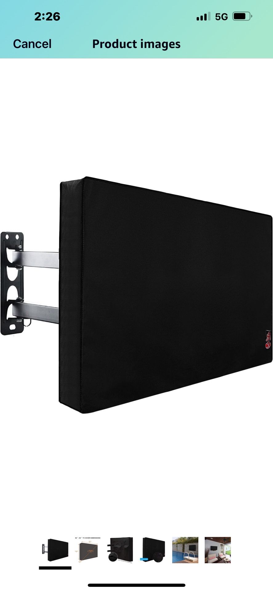 KOLIFE K LIFE Outdoor TV Cover 60 to 65 inches, Waterproof and Weatherproof, Fits Up to 58''W x 37''H for Outside Flat Screen TV