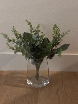Artificial Plants In Glass Vase