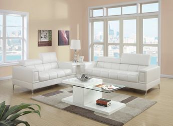 Brand new white faux leather sofa + loveseat 2PCs set