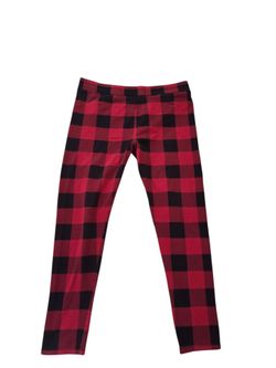 Style & Co red and black buffalo plaid leggings, L. EUC.