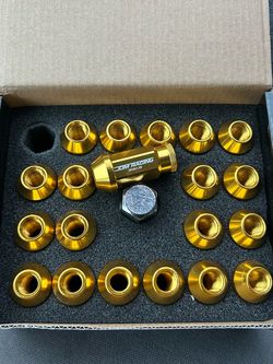 12x1.25 Gold Anodized Open-End Lug Nuts Set