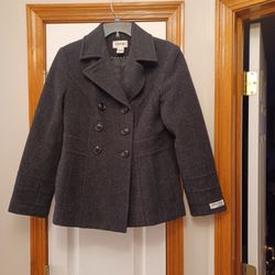 Grey Wool Peacoat Size S