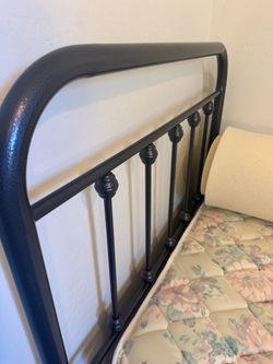 Twin Bed Metal Frame with Mattress and Foam Topper