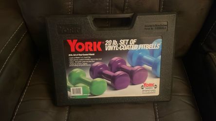 York 20 lb. Vinyl-Coated Fitbells Set with Case (Incomplete Set)