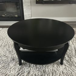 Solid Wood Round Black Coffee Table 