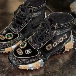 Black and Gold Embellished Snickers 7.5