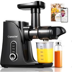 Juicer Machines, AMZCHEF Slow Cold Press Juicer with 2 Speed Modes, Travel bottles(500ML),Easy to Clean Brush & Quiet Motor for Vegetables & Fruits,Ma