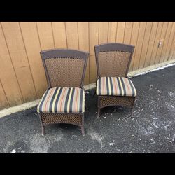 (2) Resin Woven Chairs with Cushions 