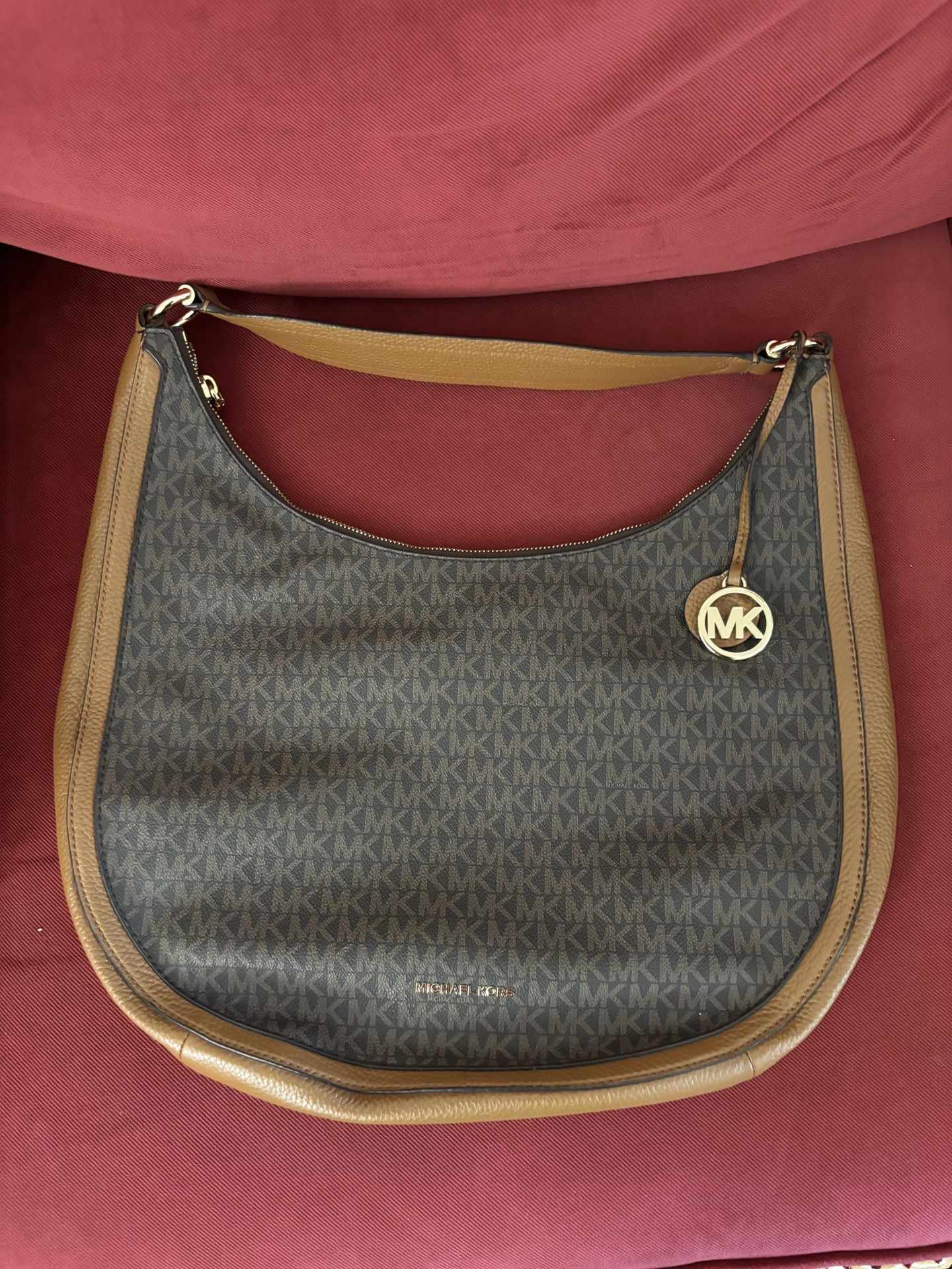 Michael Kors Lydia Hobo Shoulder Bag Brown Leather