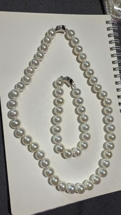 Big Pearl Necklace And Bracelet Set