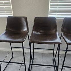 3 All Leather Bar Stools 