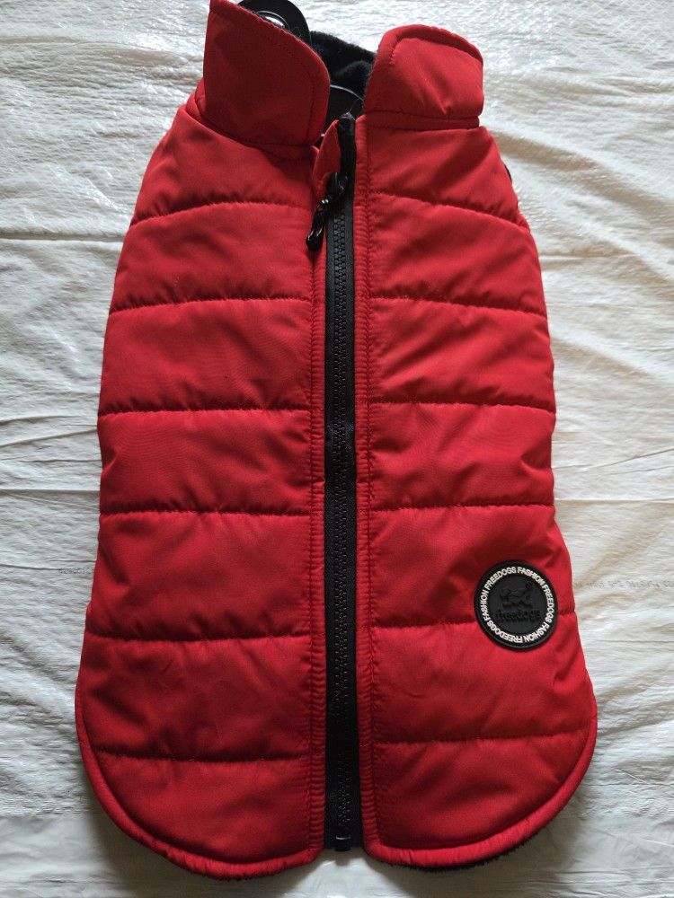 Norbi Pet Warm Winter Dog Coat Jacket Built in Harness Red NOT FREE