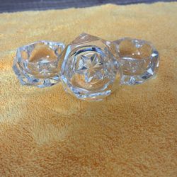 3 Vintage 1950s Crystal Salt Cellars