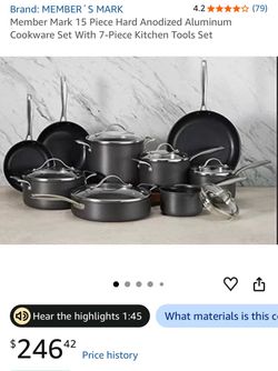 Member's Mark 15-Piece Heavy-Gauge Hard Anodized Nonstick Cookware Set