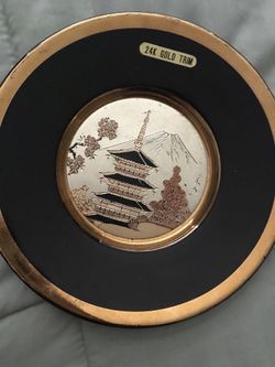 Asian Gold Trim Collection Plate