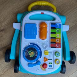 Baby Einstein Musical Mix ‘N Roll Learning Walker, 4-in-1 Push Walker, Activity Center, Toddler Table & Floor Toy, 6-36 Months, Blue