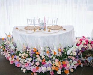 Lot of artificial flowers and floral foam.