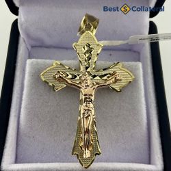 14k 2 Tone Gold Crucifix
