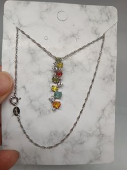 Sparkle Xmas Gift Natural Gems.mukti Saphire S925 Chain 18"