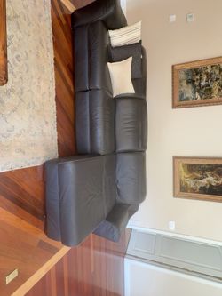 Leather power reclining sectional
