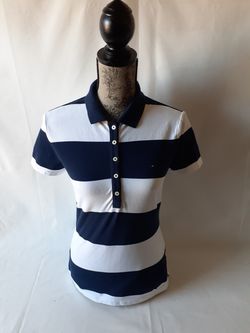 Tommy Hilfiger women's navy/white stripe polo shirt size S/P