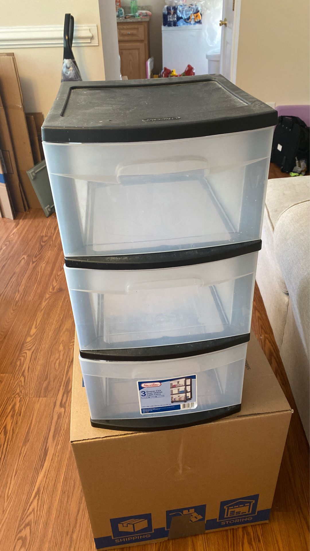 Plastic three drawer storage