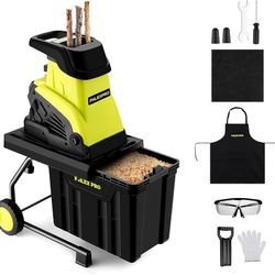 Wood Chipper Shredder, 1.8 Inch Cutting Diameter Garden Corded Electric Chipper, 15-AMP Electric Wood Chipper, Equipped with 10 Gallon Collecting Bin 