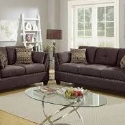 Brand New Brown Or Teal Velveteen Fabric Sofa + Loveseat 2PCs Set