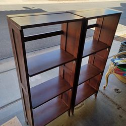Pair of Cherry Collapsing Bookshelves Bookcases