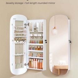 Jewelry Organizer, LED Jewelry Cabinet Wall or Door Mounted