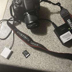 Canon 600D Camera With Full Kit And An Apple Adapter Cable And A 64GB SD Card 