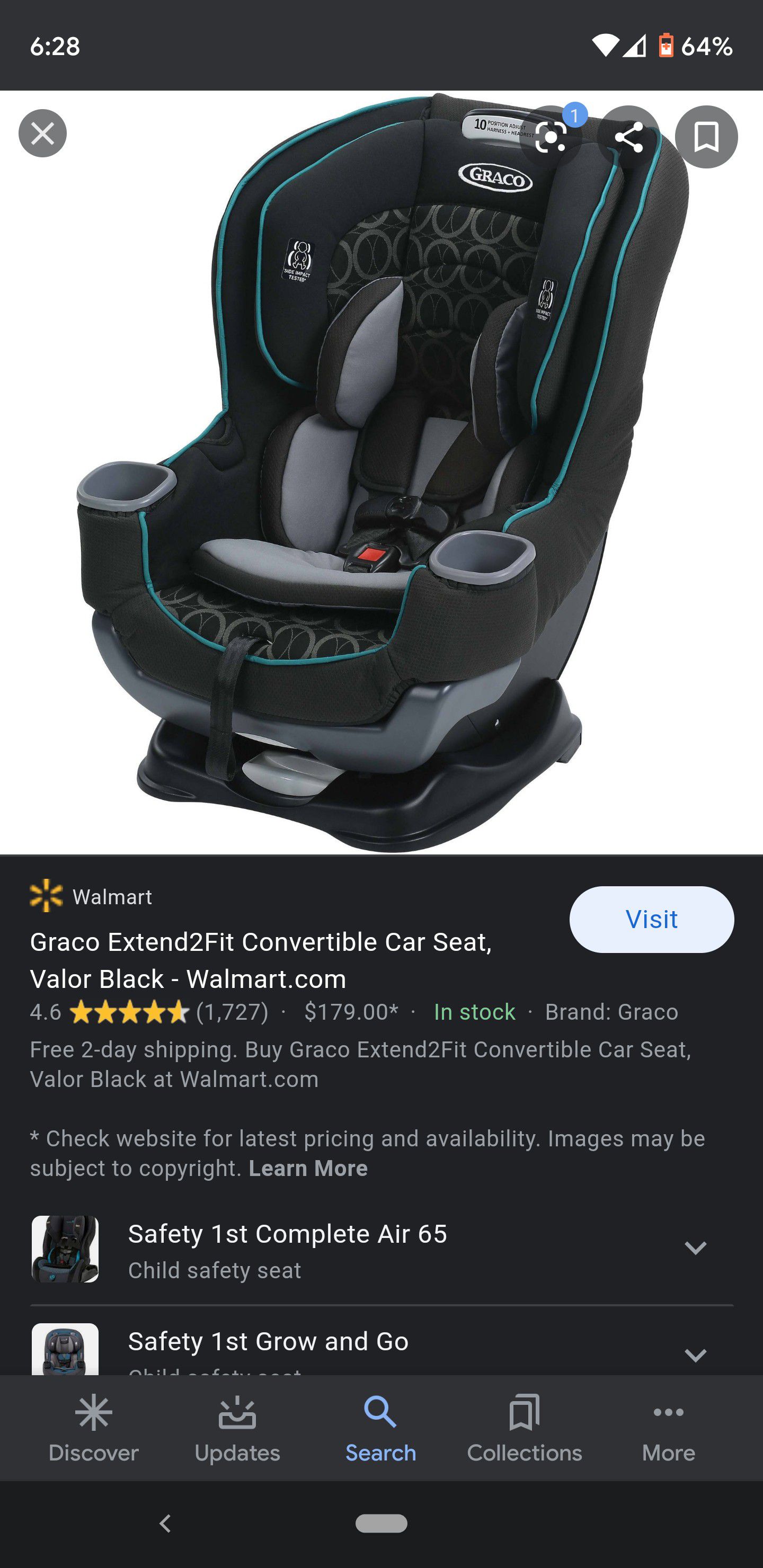 Graco Extend2Fit convertible carseat 180 in store