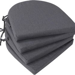 Topotdor Outdoor Chair Cushions Set of 4, Waterproof Patio Chair Cushions for Outdoor Furniture, Round Corner Seat Chair Pads with Ties for Patio Gard