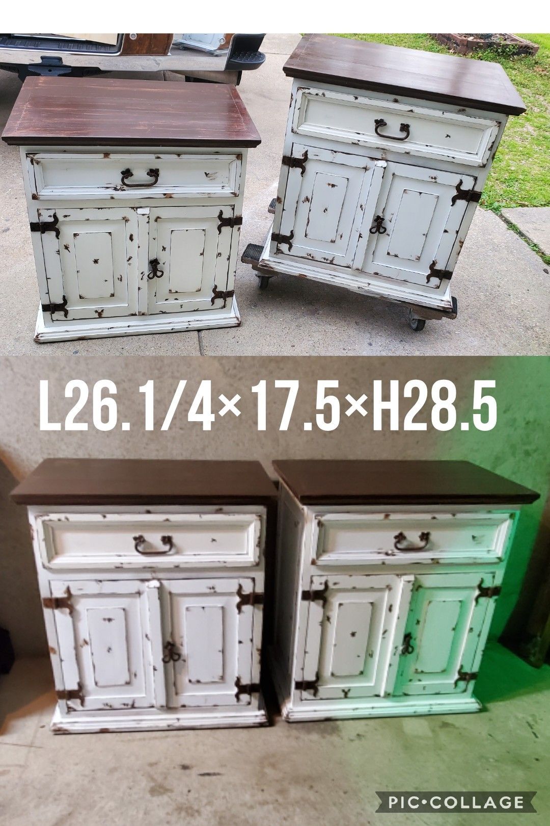 2 night stands side tables refinished white distressed