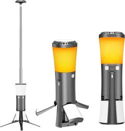 Telescopic Camping Lights Rechargeable Led Work Light with Stand Multifunction 18000 mAh Lanterns Portable Job Site Lighting Cordless Dimmable Flame T