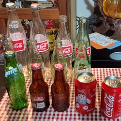 Antique Coke & RootBeer & Sprite Bottles & 2 Cans Coca-Cola Collectable,  120. For All 