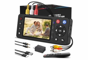 VHS to Digital Converter with 4" HD Screen, Video Capture Recorder Convert to MP4 Compatible with VHS, VCR, DVR, DVD, Hi8, Mini DV, Camcorders, Retro 