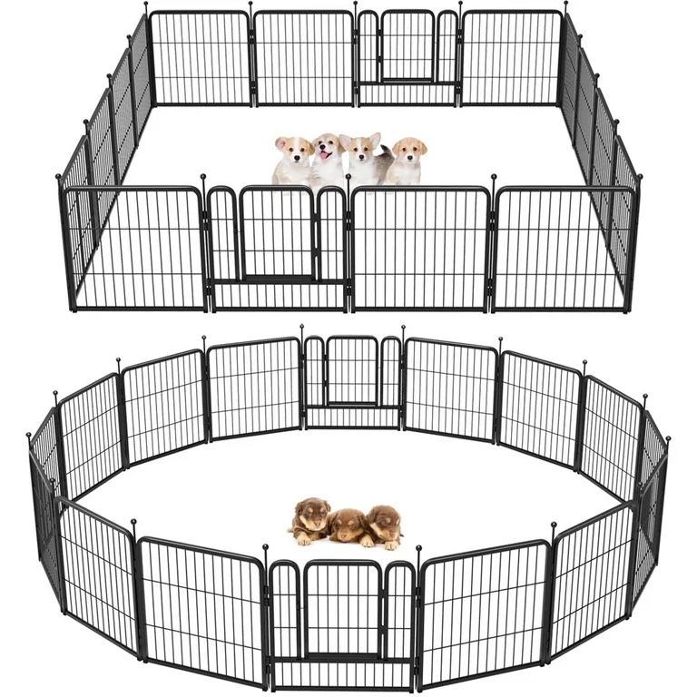 Dog Playpen Outdoor, 16 Panels 24" Height Dog Fence Exercise Pen with Doors for Small Dogs, Pet Puppy Playpen for RV, Camping, Yard