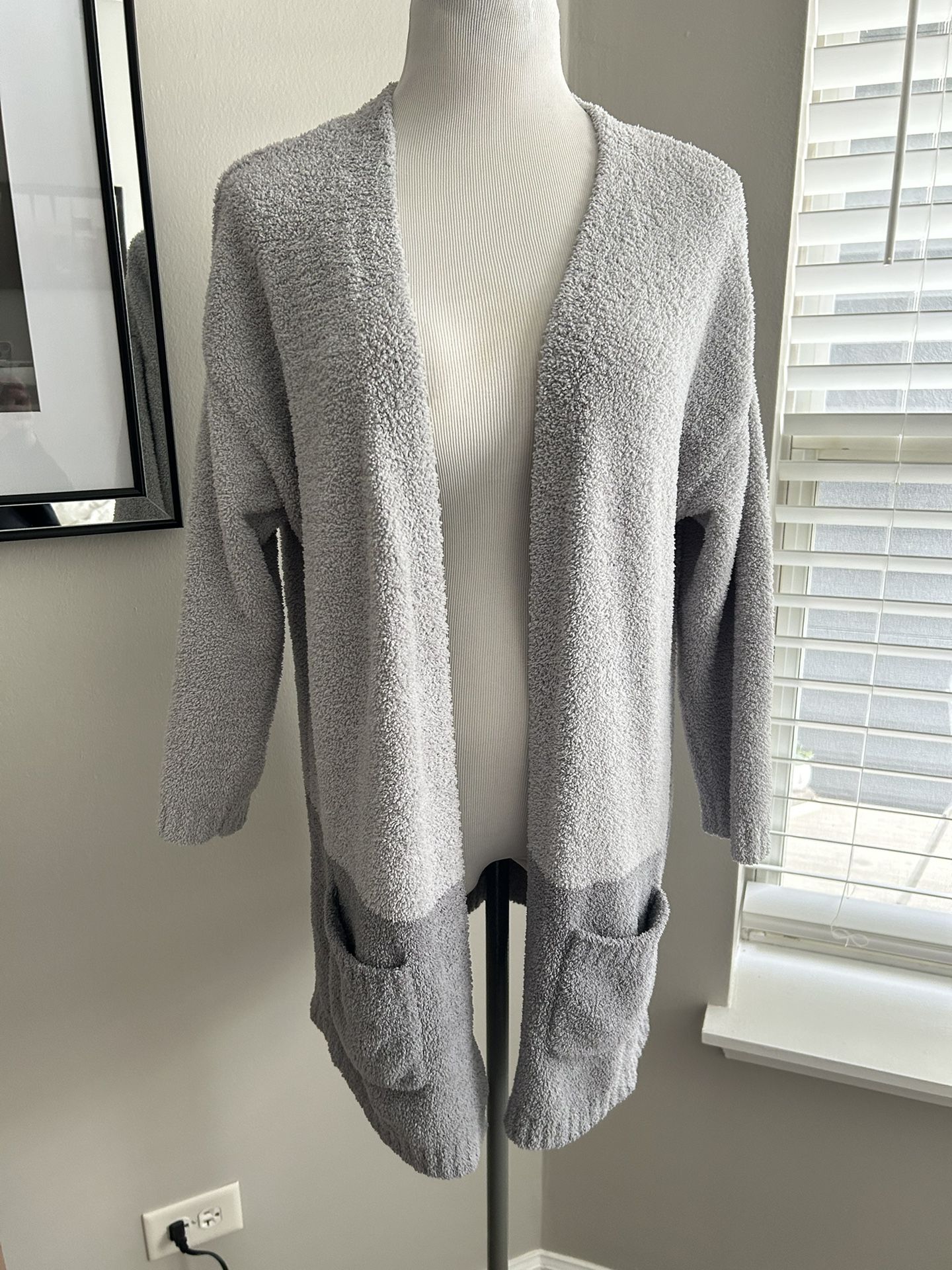 Gray sweater, long sleeve cardigan