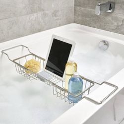 NEW! Bathtub Tray / Caddy (Silver, Expandable)
