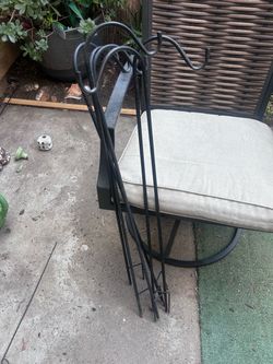 Black Wrought Iron Patio Chair with Cushion