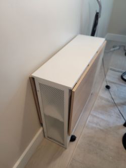 Foldable Dining Table with Storage (White & Light Wood)